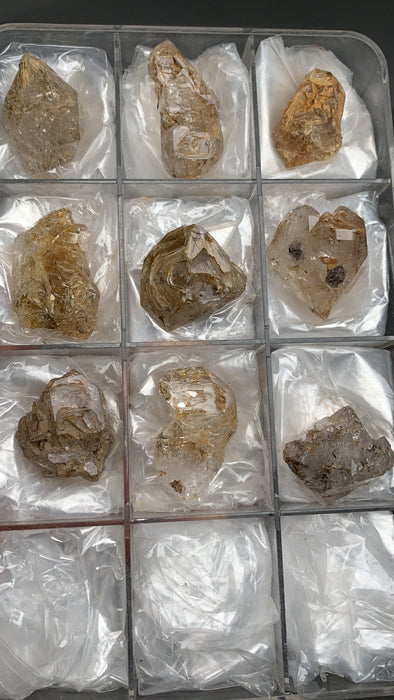 Window Quartz Crystals with Clay Inclusions Lot - 9 Pieces !