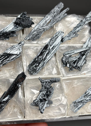 9 Pieces ! Silvery Stibnite Specimens Lot