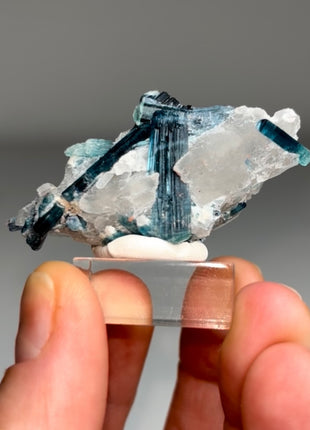 Blue Indicolite Tourmaline with Quartz