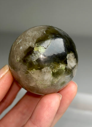 Rare Green Lepidolite with Quartz Sphere