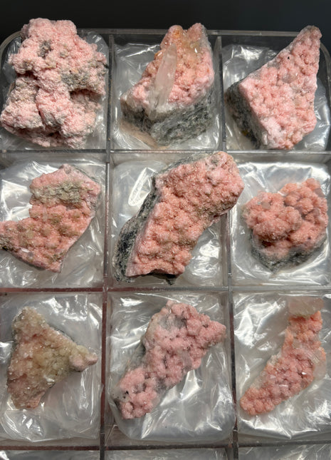 9 Pieces ! Pink Rhodocrosite with Quartz Lot