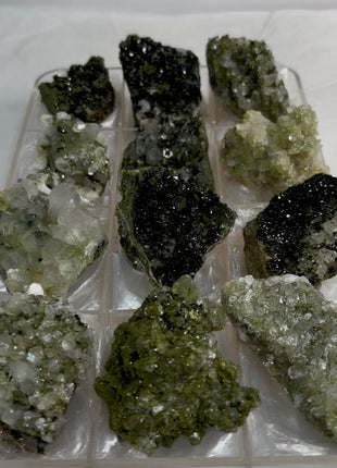 12 Pieces ! Forest Epidote with Quartz Lot