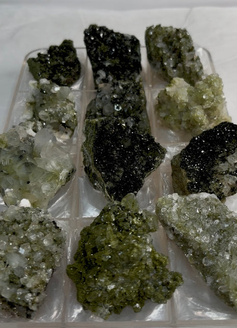 12 Pieces ! Forest Epidote with Quartz Lot