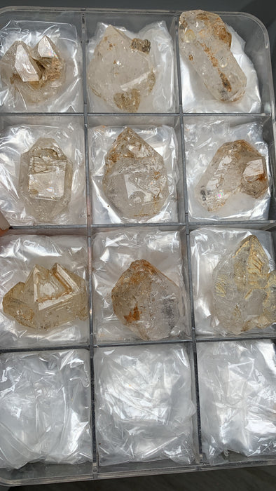 Window Quartz Crystals with Clay Inclusions Lot - 9 Pieces !