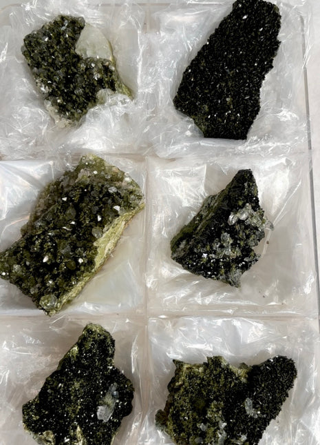 6 Pieces ! High Grade Forest Epidote with Quartz Lot