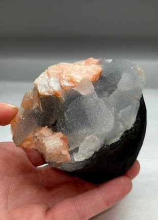 High Grade Druzy Blue Chalcedony with Pink Stilbite