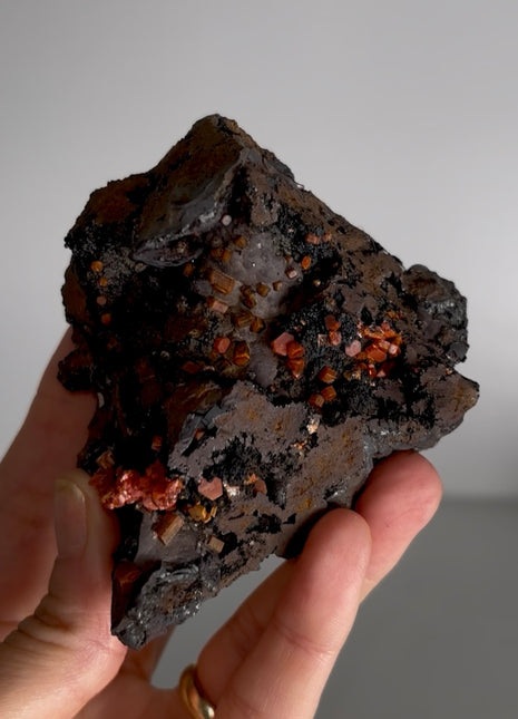 Unusual ! Red Vanadinite with Coronadite