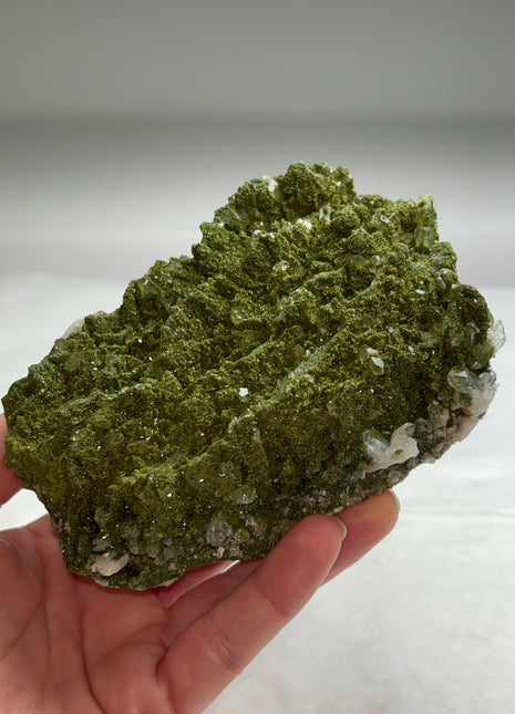 New ! Druzy Green Epidote with Quartz