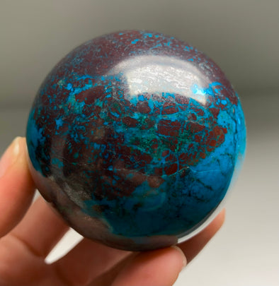 Bright Blue Chrysocolla with Red Cuprite and Green Malachite Sphere