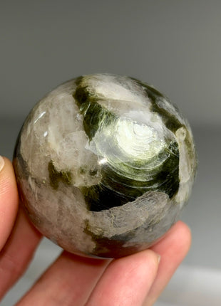 Rare Green Lepidolite with Quartz Sphere