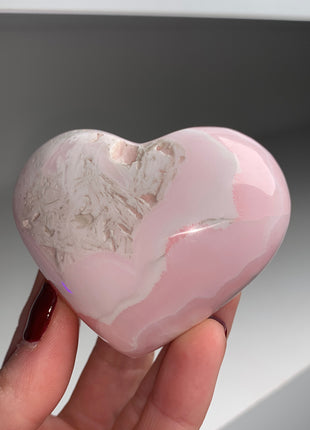 Pink Manganocalcite Heart - From Peru