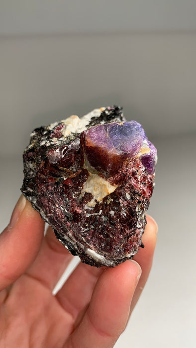 Rare Purple Sapphire and Red Garnet with Biotite - From Madagascar