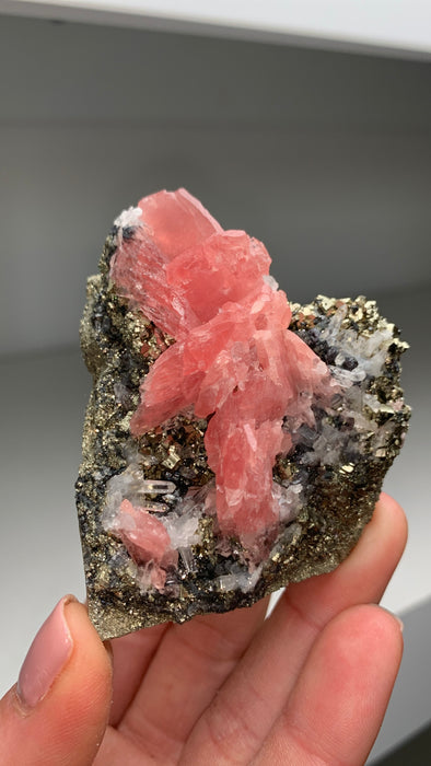 Amazing! Pink Rhodocrosite with Pyrite, Quartz