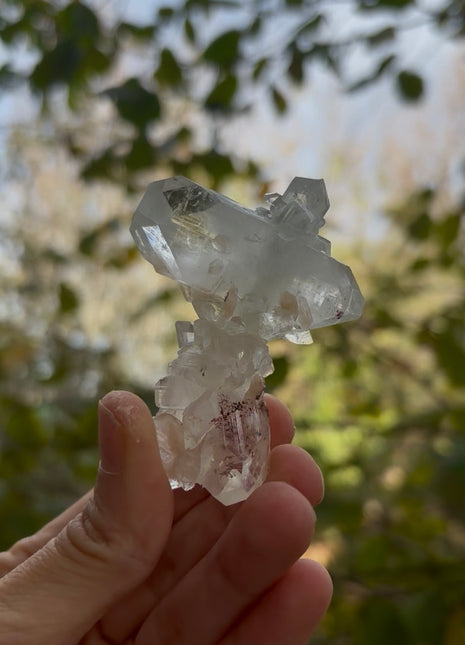 Apophyllite Stalactite with Red Heulandite and Pink Stilbite