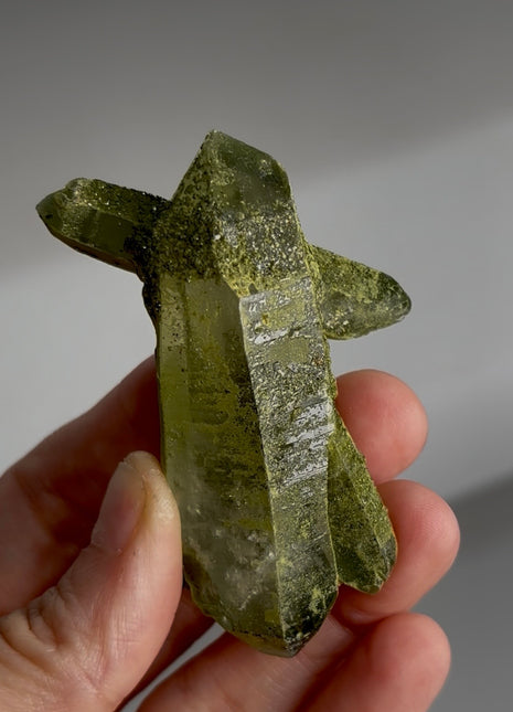 New ! Epidote with DT Quartz from Madagascar PM0285