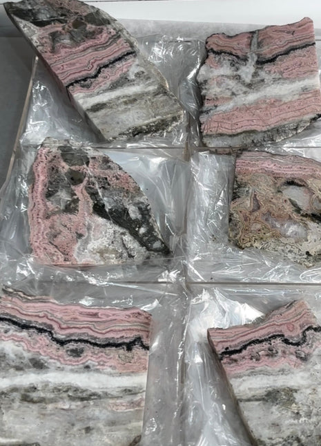 6 Pieces ! Pink Rhodocrosite Slabs Lot - Uncommon locality