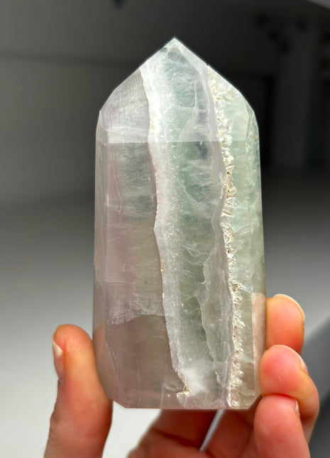 Pastel Colors ! Lavender Green Yttrium Fluorite Tower