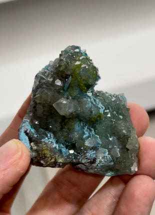 Smoky Green Quartz with Shattuckite and Dioptase Collection # 799