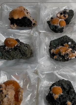 6 Pieces ! Bright Orange Thomsonite with Mesolite Lot