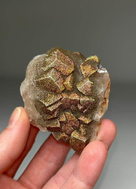 New Arrival ! Rainbow Pyrite with Calcite