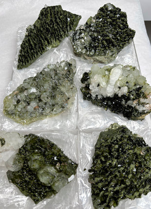 6 Pieces ! Forest Epidote with Quartz Lot