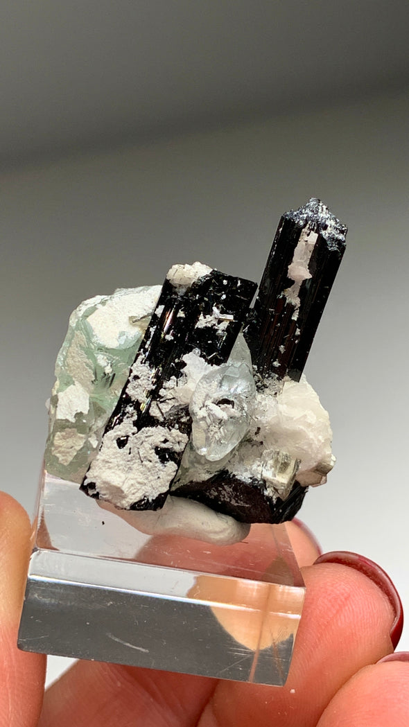 Sweet 💚 Green Fluorite with Black Tourmaline