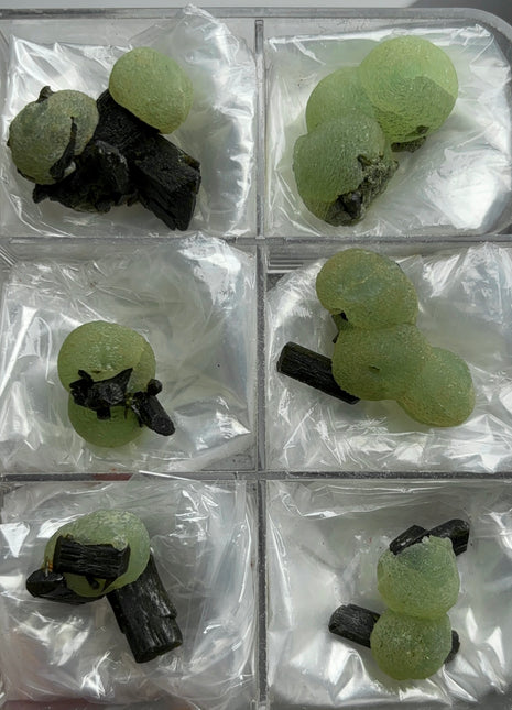 6 Pieces ! High Grade Apple Green Prehnite with Epidote Lot - From Mali