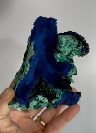 Vivid Blue Azurite with Velvety Malachite Geode