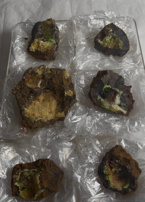 6 Pieces ! Druzy Yellow Green Pyromorphite Lot