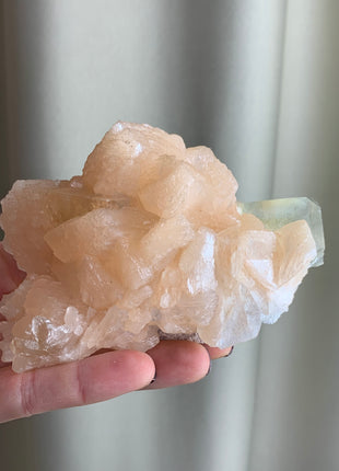 Green Apophyllite with Pink Stilbite Flower