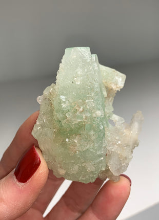 Green Apophyllite with White Stilbite