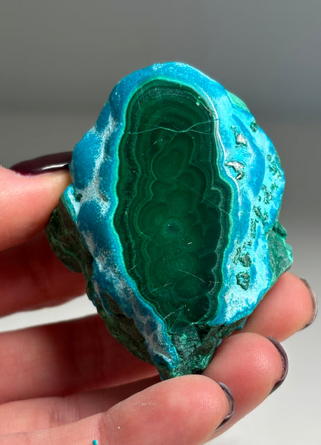 Top ! Blue Chrysocolla with Green Malachite Stalactite