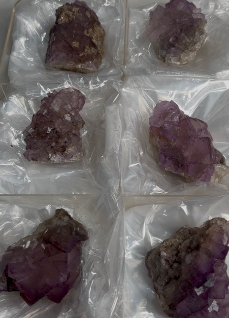 New find ! Pink and Purple Fluorite lot from Turkey, 6 Pieces !