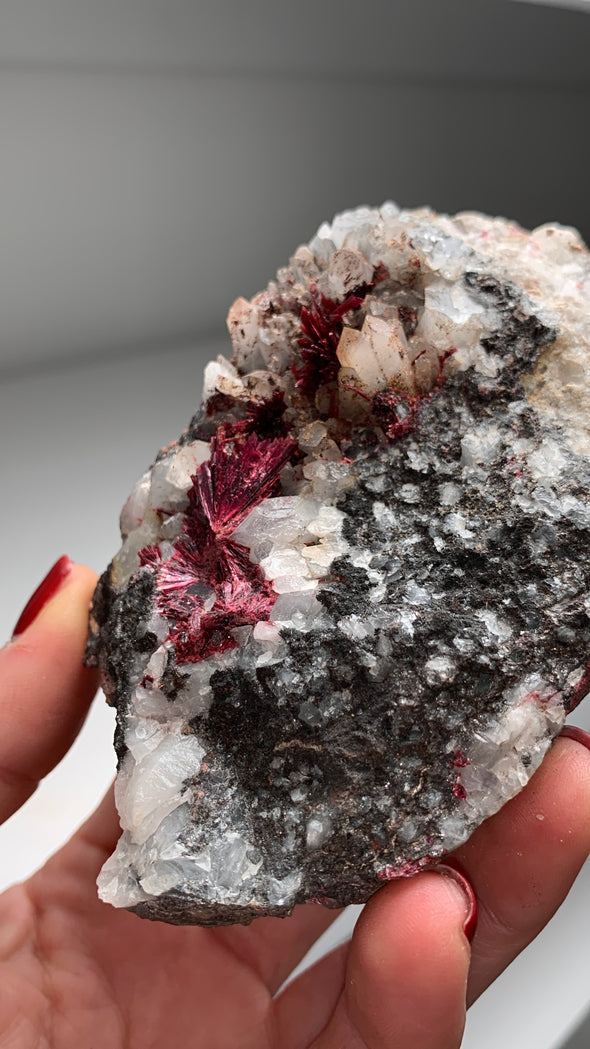 Magenta Red Erythrite with Quartz- From Agoudal mine