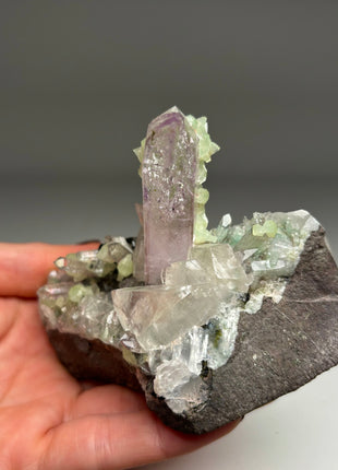 Wow ! Amethyst with Green Prehnite and Calcite Collection  # 273