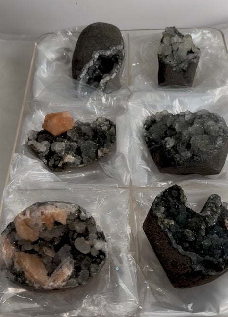 6 Pieces ! Druzy Blue Chalcedony Geode Lot