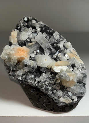 Black Chalcedony with Apophyllite and Stilbite