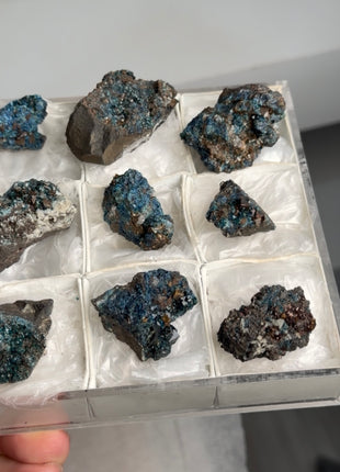 9 Pieces ! Blue Lazulite with Siderite Lot from Rapid Creek, Canada