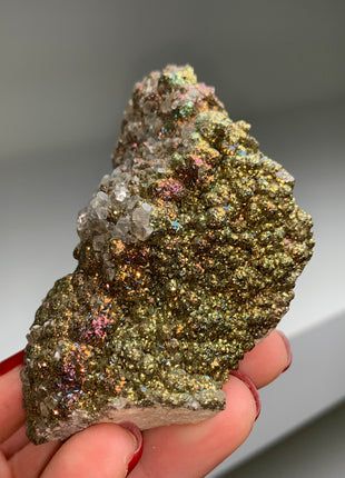 Rainbow Chalcopyrite with Calcite from Trepca mine # PM0174
