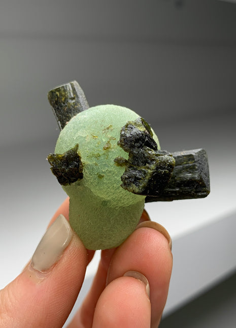 Apple Green Prehnite with Epidote - From Mali