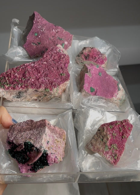 6 Pieces ! Pink Cobaltocalcite with Kolwezite Lot from Congo