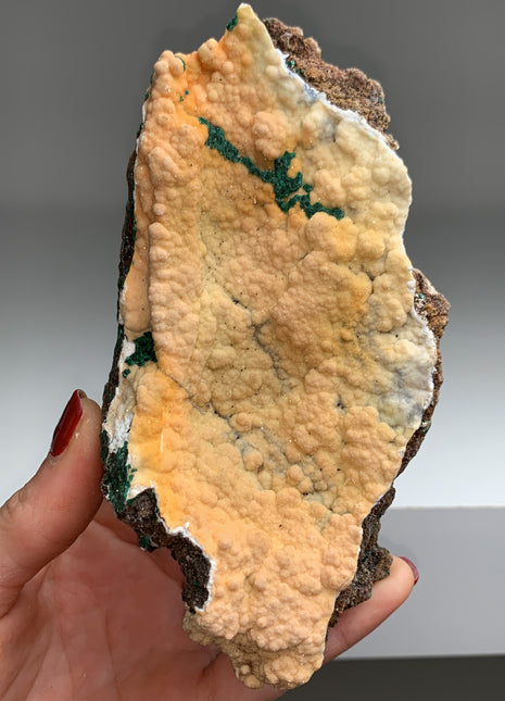 Unusual Orange Chalcedony with Green Malachite - Kalume, Congo