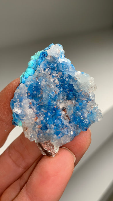 Blue Shattuckite with Quartz and Calcite - From Milpillas, Mexico *