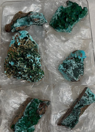 6 Pieces ! Druzy Blue Chrysocolla with Green Malachite Lot