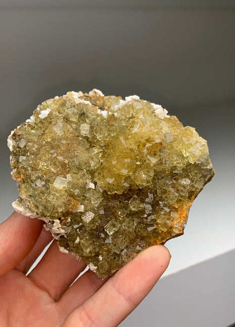 Cubic Yellow Fluorite with White Dolomite - From Spain