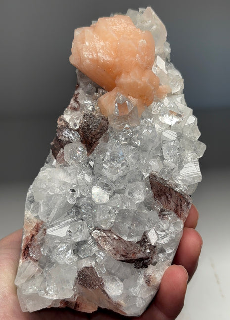 Brilliant Apophyllite with Red Heulandite, Stilbite