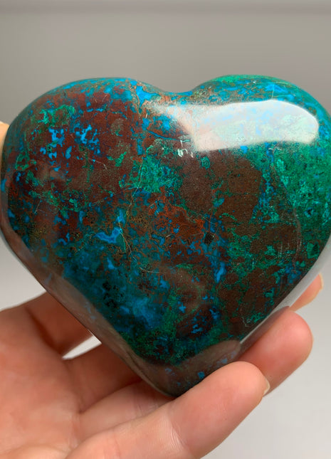 New ! Rich Blue Chrysocolla with Red Brown Cuprite and Green Malachite Heart