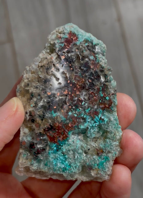 Blue Chrysocolla with Native Copper and Chalcedony PM0570
