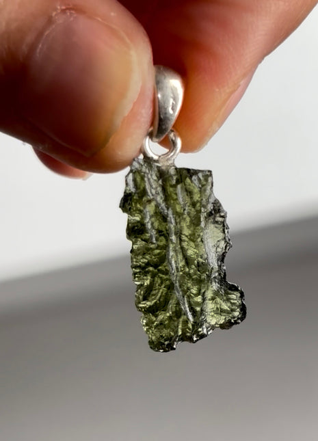 Green Moldavite 925 Silver Pendant PM0499