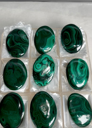 High Grade Malachite Palmstone Lot ! 9 Pieces